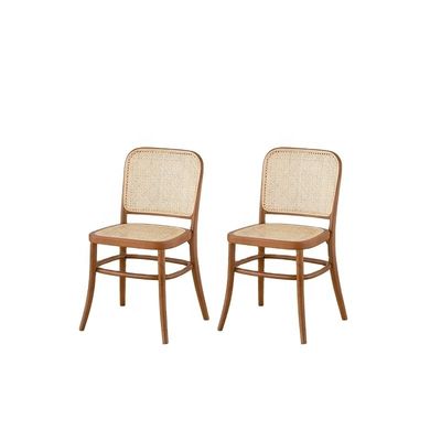 Duurzaam modern ontwerp Houten Rattan rugleuning Leisure Rattan Eetstoel voor buiten Tuin Restaurant Cafe Meubels