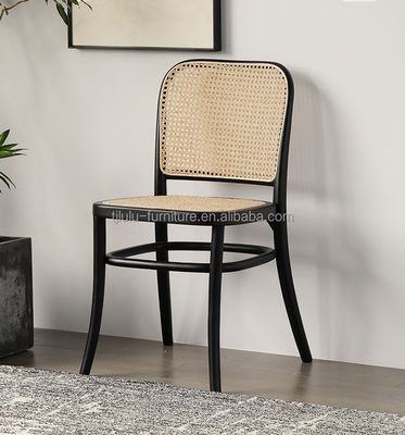 Duurzaam modern ontwerp Houten Rattan rugleuning Leisure Rattan Eetstoel voor buiten Tuin Restaurant Cafe Meubels