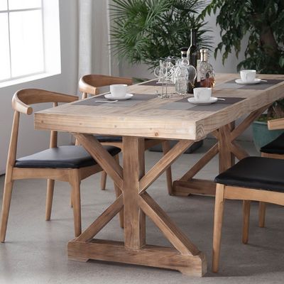 Massief hout op maat Vintage neoklassieke houten eettafel voor eet- en woonkamer ambacht