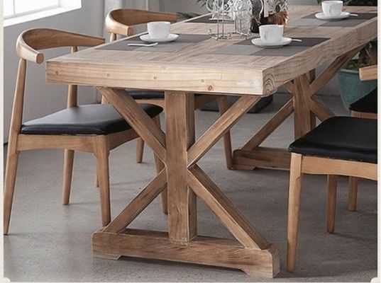 Massief hout op maat Vintage neoklassieke houten eettafel voor eet- en woonkamer ambacht