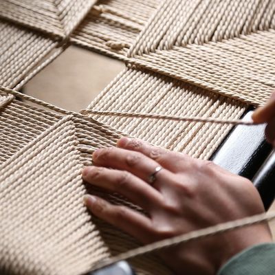 Handgemaakte Solid Beach Hout touw Geweven Kussen Eetkamer Y Stoel GEEN Gevouwen OEM Service Geaccepteerd Solid Hout