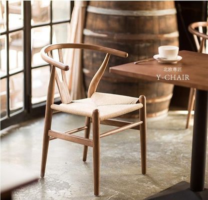 Handgemaakte Solid Beach Hout touw Geweven Kussen Eetkamer Y Stoel GEEN Gevouwen OEM Service Geaccepteerd Solid Hout