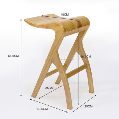 Op maat gemaakte ontwerpen Vintage barkruk van massief hout W35*D43.5*66.5CM voor hoge woonkamer Houten eetstoel