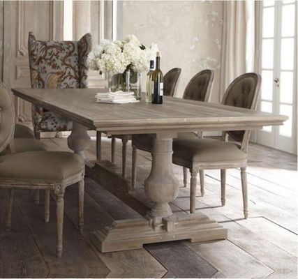 120cm*60cm*75cm Vintage Countryside Centre Eettafel met gebogen dennenhout