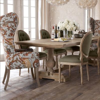 120cm*60cm*75cm Vintage Countryside Centre Eettafel met gebogen dennenhout