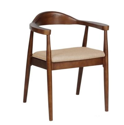 Restaurant Eetkamermeubelen Moderne houten armleunstoel met massief houten frame en Pu stoel