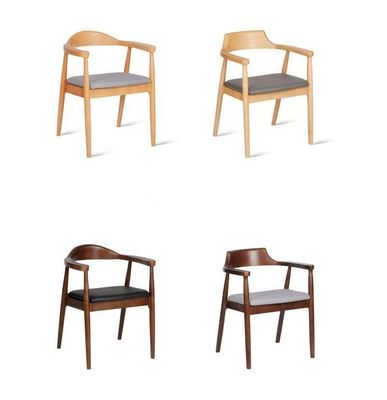 Restaurant Eetkamermeubelen Moderne houten armleunstoel met massief houten frame en Pu stoel