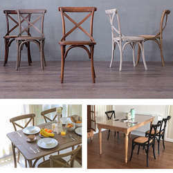 Hotelstoel Vintage X Cross Back Stapelbaar Houten Huwelijksfeest Restaurant Eetstoelen met Rattan Cover