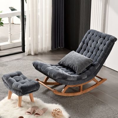 Rocking Chair van massief hout in Europese stijl met gepoleerde bank stoel W60*D106*H76cm
