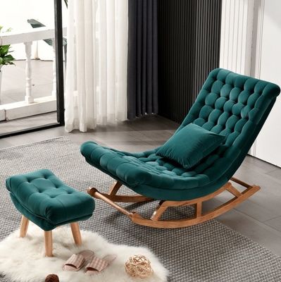 Rocking Chair van massief hout in Europese stijl met gepoleerde bank stoel W60*D106*H76cm
