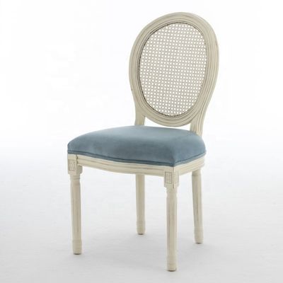 Antieke design Europa Vantage Indoor Solid Wood Round Cane Rattan Back Eetstoel voor traditionele stijl in Europa