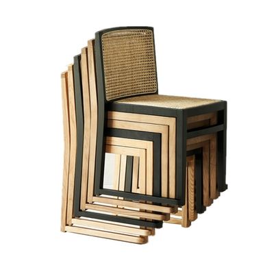 Stapelbare rotan eetstoel op maat Houten armloze stoel voor eetkamer W49CM*D42.5CM*H80CM