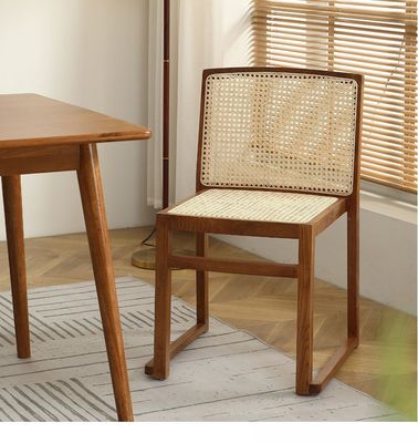 Stapelbare rotan eetstoel op maat Houten armloze stoel voor eetkamer W49CM*D42.5CM*H80CM