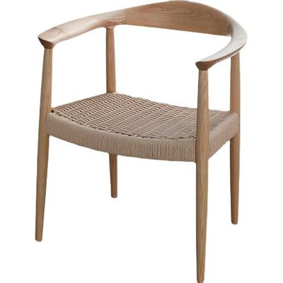 Stuurkast en café stoel Moderne Nordic Leisure stijl Solid Ash Hout Eetstoel met Handwerk Papier touw Geweven Kussen