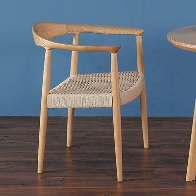Stuurkast en café stoel Moderne Nordic Leisure stijl Solid Ash Hout Eetstoel met Handwerk Papier touw Geweven Kussen