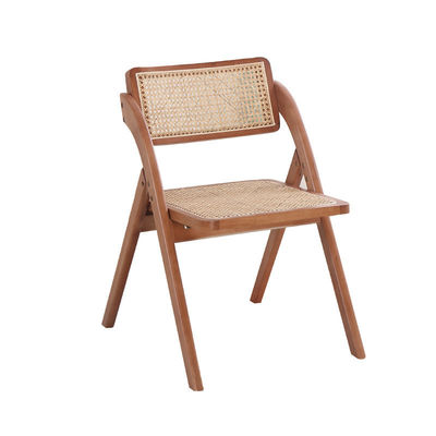 Nordic Solid Wood Folding Rattan Eetstoel met traditioneel vakmanschap