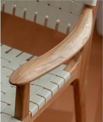 Hotel Nordic Design Solid Ash Hout Paardzadel Lederen Geweven Zit Stackable Eetstoel voor Modern Cafe en Restaurant