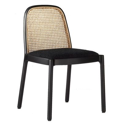 Postverpakking Duurzaam massief hout armloze rattan eetstoel voor eetkamer