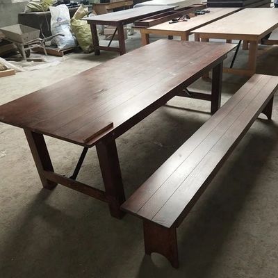 Groothandel Banquet Hotel Home Opvouwbare solide dennen hout boerderij tafel en bank in luxe klassieke stijl met postverpakking Y