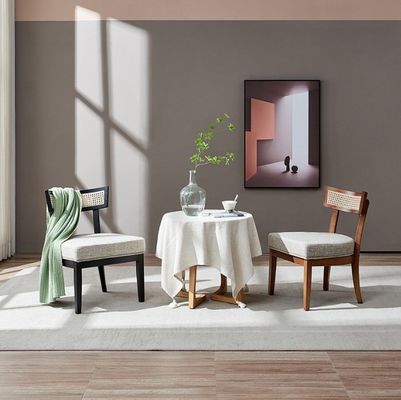 Nordic Style Rattan Eetstoel Polstered Massief Houten Stoel Voor Woonkamer Decoratie