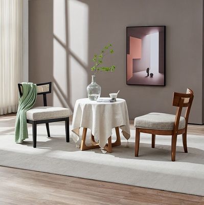 Nordic Style Rattan Eetstoel Polstered Massief Houten Stoel Voor Woonkamer Decoratie