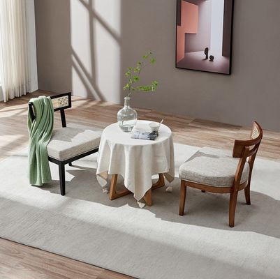 Nordic Style Rattan Eetstoel Polstered Massief Houten Stoel Voor Woonkamer Decoratie