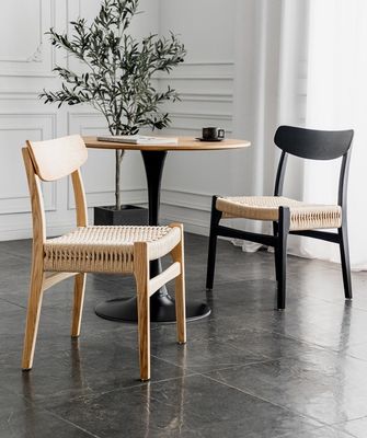 Op maat gemaakte eetkamermeubilair Nordic Hout Eetstoel Rattan stoel