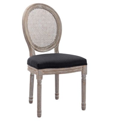 Eetstoel in Franse vintage stijl, bedekt met PU-leer, met stapelbaar ontwerp en massief hout