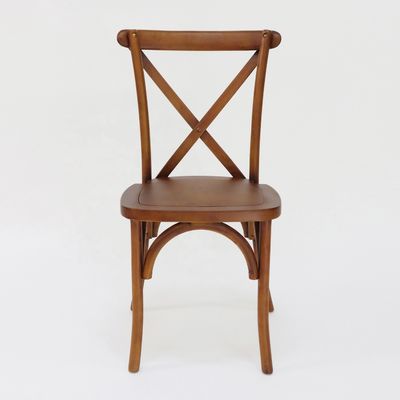 Commerciële meubels Stapelbare Vintage Cross X back Houten eetstoelen voor bruiloften Evenementen en restaurants
