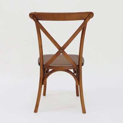Commerciële meubels Stapelbare Vintage Cross X back Houten eetstoelen voor bruiloften Evenementen en restaurants