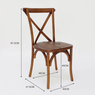 Commerciële meubels Stapelbare Vintage Cross X back Houten eetstoelen voor bruiloften Evenementen en restaurants