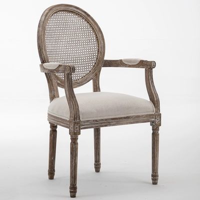 Moderne ontwerp stijl Nitrolacquer Afwerking Franse Vintage stijl Op maat gemaakt Hout Eetstof Louis Armrest Stoel voor Event