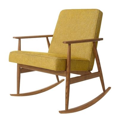 Moderne woonkamermeubilair Houten schommelbank fauteuil met stoffen fluwelen stoel