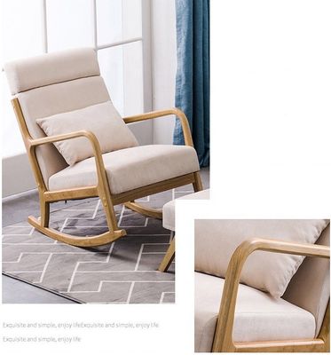 Solid houten frame comfortabele stoel van stoffen lui single sofa schommelstoel voor woonkamer