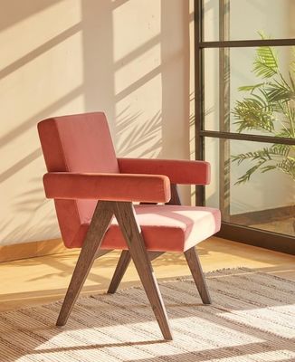 NO Opvouwbaar nieuwste ontwerp Huismeubilair Polstered woonkamer stoel met massief hout Accent stoelen