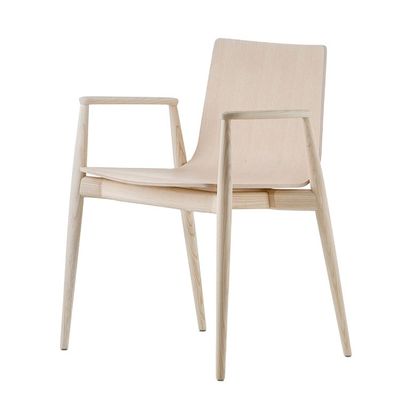 Nordic Light Luxury Solid Wood Armchair Lederen gepoleerde eetstoel voor hotelcafé en woonkamer Postverpakking