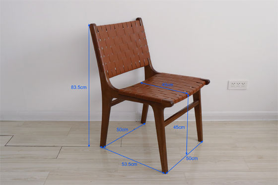 Gepersonaliseerd logo Outdoor Leisure stoelen Massivhouten meubels Moderne design stijl met PU leder geweven eetstoel