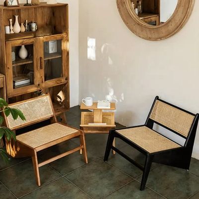 OEM/ODM Moderne stijl Rattan Houten Creatieve Woonkamer Patio Rattan Stoel Achterstoel Perfect voor Appartement