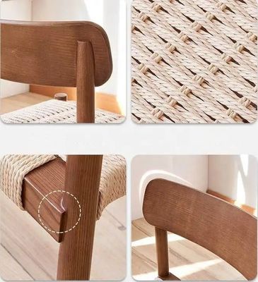 Creëer een ontspannende eetatmosfeer met Nordic Light Luxury Solid Wood Eating Chair en Woven Rope Backrest