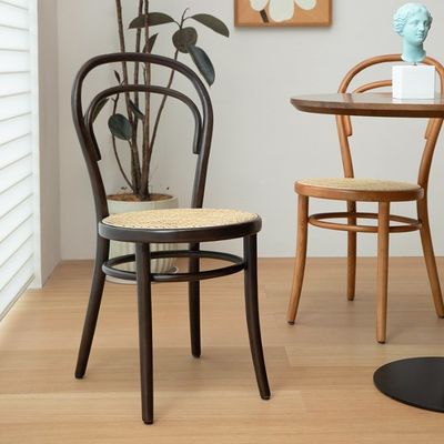 Nordic Rattan Eetstoelen Houten hoge rug Banketstoelen in midden-eeuwse moderne stijl met Bistro stoel van massief hout