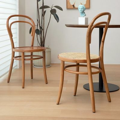 Nordic Rattan Eetstoelen Houten hoge rug Banketstoelen in midden-eeuwse moderne stijl met Bistro stoel van massief hout