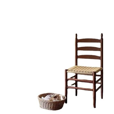 Geen opgevouwen gebogen rugleuning Eetstoel met handgemaakte massief hout en touw geweven kussen OEM Service geaccepteerd