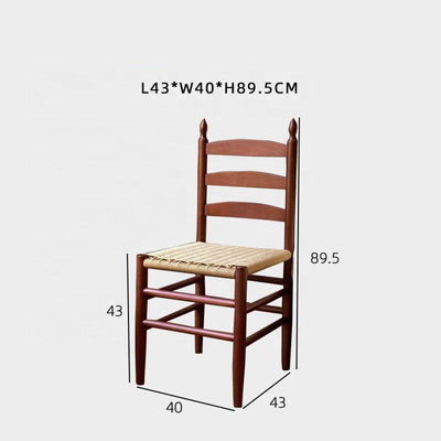 Geen opgevouwen gebogen rugleuning Eetstoel met handgemaakte massief hout en touw geweven kussen OEM Service geaccepteerd