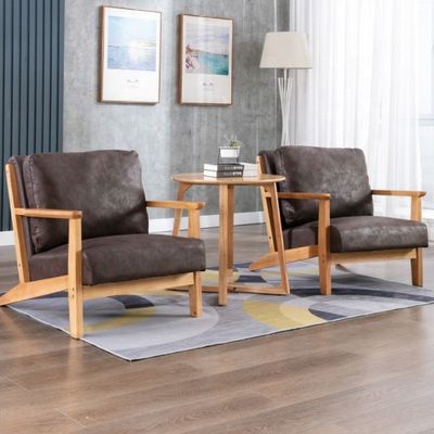 Nordic Morden Solid Wood Vintage Single Sofa Houten Leisure Arm Chair Polstered Sofa Recliner Chair