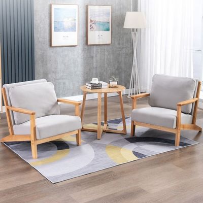 Nordic Morden Solid Wood Vintage Single Sofa Houten Leisure Arm Chair Polstered Sofa Recliner Chair