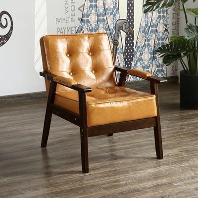 Comfortabele houten design Pu stoel fauteuil voor hotel dineren in kantoorgebouw en koffiewinkel