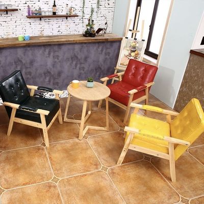 Comfortabele houten design Pu stoel fauteuil voor hotel dineren in kantoorgebouw en koffiewinkel