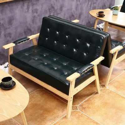 Comfortabele houten design Pu stoel fauteuil voor hotel dineren in kantoorgebouw en koffiewinkel