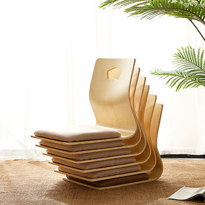 Japanse stijl Comfortabele houten stapelbare tatami stoel Leisure stoel zonder benen Stapelbare tatami accent Houten Japans