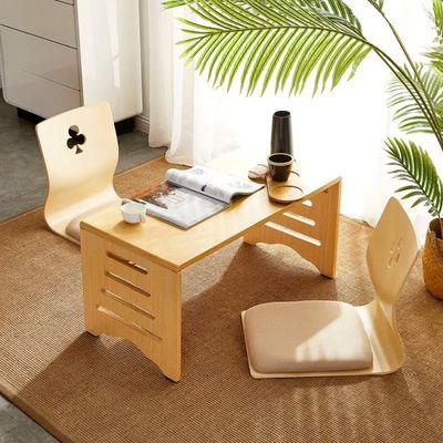 Japanse stijl Comfortabele houten stapelbare tatami stoel Leisure stoel zonder benen Stapelbare tatami accent Houten Japans